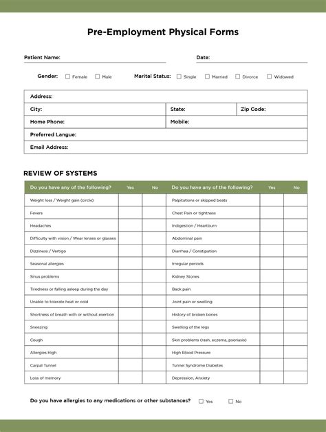 Medical Physical Examination Forms Free Pdf Printables Printablee