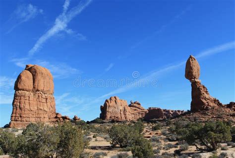 Balanced Rock Landscape Arches National Park Utah Stock Photo Image