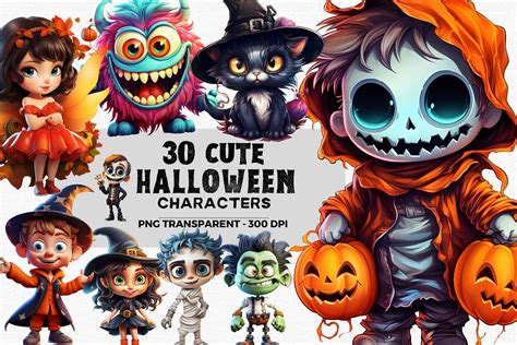 Bundle of Halloween Characters 03. Clipart. - Clip Art Library