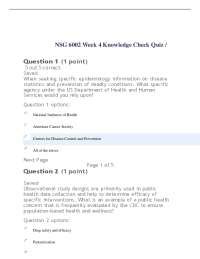 NSG 6002 Week 4 Knowledge Check Quiz Exams Nursing Docsity