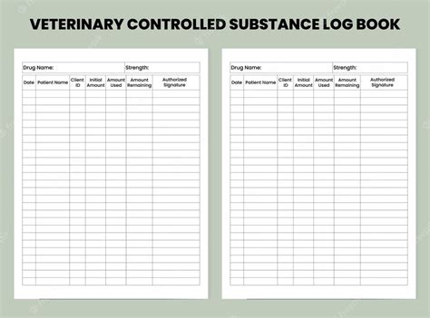 Premium Vector Veterinary Controlled Substance Log Book For Kdp Interior