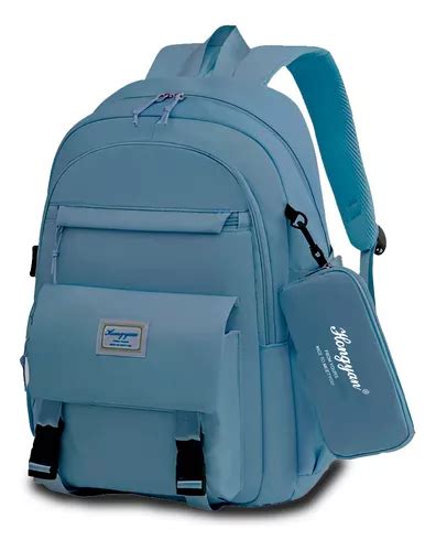 Mochila Feminina Escolar Costura Refor Ada Antifurto Jovem Cor Azul