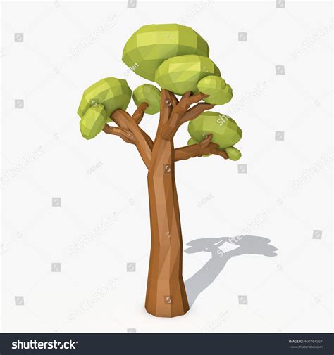 Cartoon Tree Low Poly3d Rendering Stock Illustration 460764967