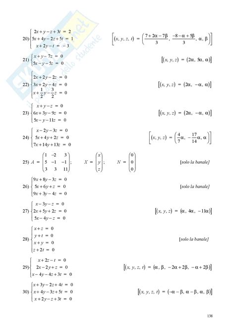 Sistemi Di Equazioni Lineare Appunti E Esercizi