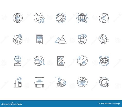 Satellite Imagery Line Icons Collection Aerial Digital Geospatial