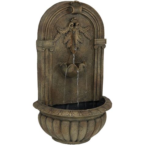 Buy SunnydazeFlorence 27-Inch Polystone Outdoor Wall Water Fountain ...