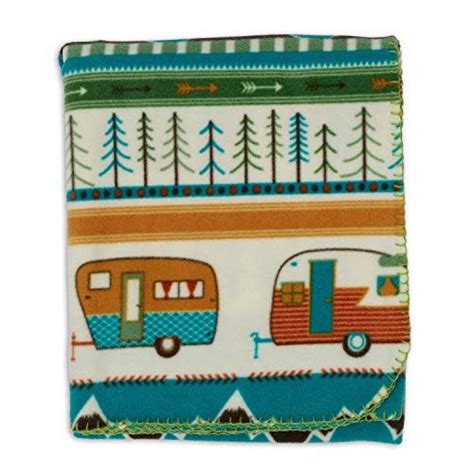 Dii Happy Camper Fleece Throw Blanket Multi Fleece Throw Blanket