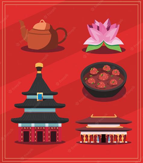 Premium Vector Five Chinese Items