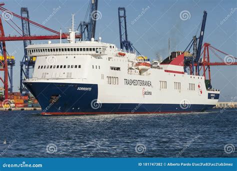 Cruise Ship Entering The Port Of Valencia Editorial Photography Image