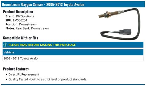 2005 2013 Toyota Avalon Oxygen Sensor Diy Solutions Ems00204