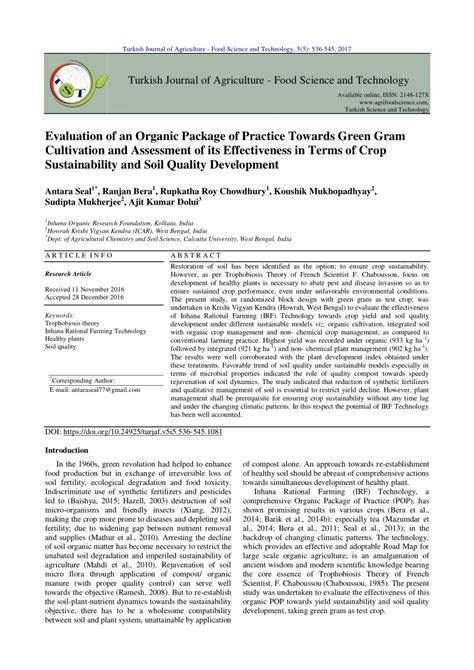 PDF Evaluation Of An Organic Package Of Practice Towards Green Gram