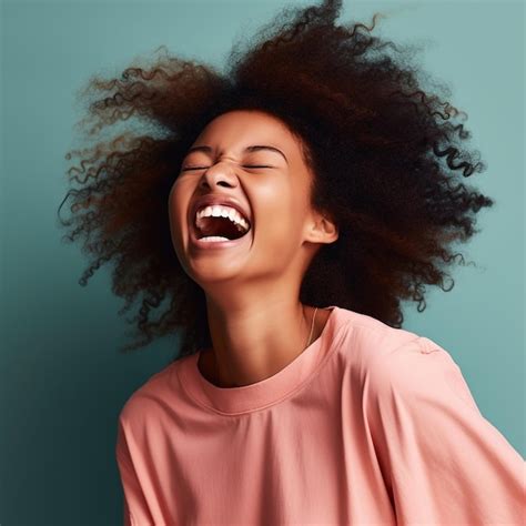 Premium Photo Afro Woman Portrait Laughing Ebony Girl