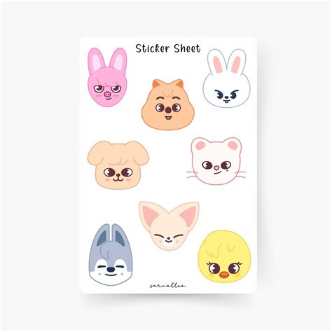 Skzoo Face Sticker Sheet Stray Kids Kpop Sticker Stay Stray Kids