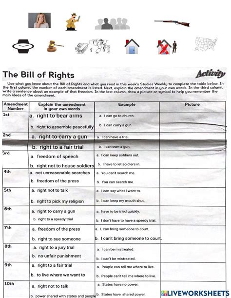 The Bill Of Rights Activity Live Worksheets Worksheets Library