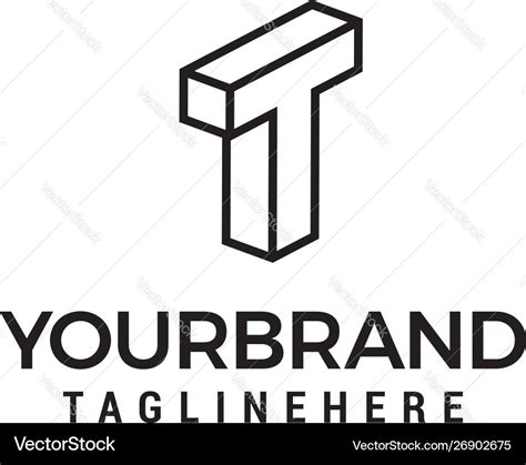 Letter T Logo 3d Isometric Lines Geometric Shape Vector Image