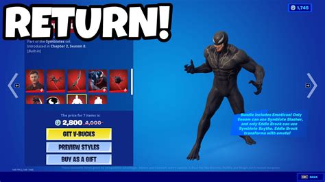 Eddie Brock Skin Return Release Date In Fortnite Item Shop Eddie Brock Skin Coming Back Youtube