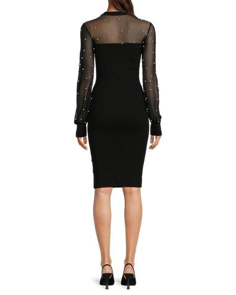 Bebe Faux Pearl Illusion Sheath Dress In Black Lyst