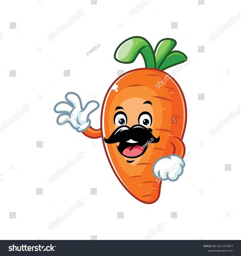 Vector Cartoon Character Mascot Moustache Carrot Stock Vector Royalty Free 2213753817