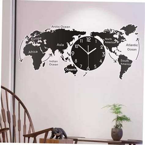 Vosarea Mapa Del Mundo Decoraci N De Pared Reloj De Tiempo Mapa Del