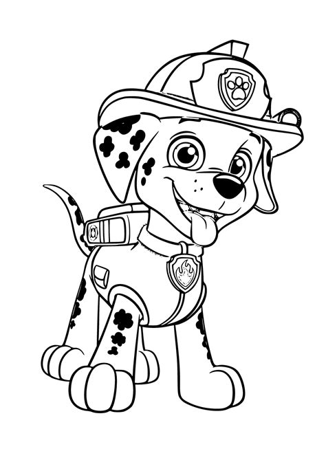 Paw Patrol Marshall Coloring Pages (20 Printable Sheets, Simple to Draw ...