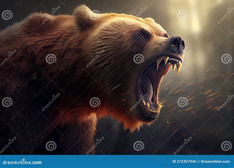 Roaring grizzly bear stock illustration. Illustration of angry - 272427946