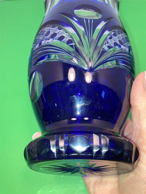 Bohemian Cobalt Etched Vase 10 Bohemian Cobalt Blue Etsy