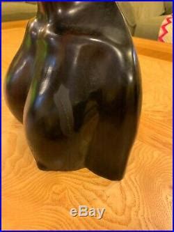 Vintage African Hand Carved Ebony Wood Sculpture Female Head Bust 12 Tall