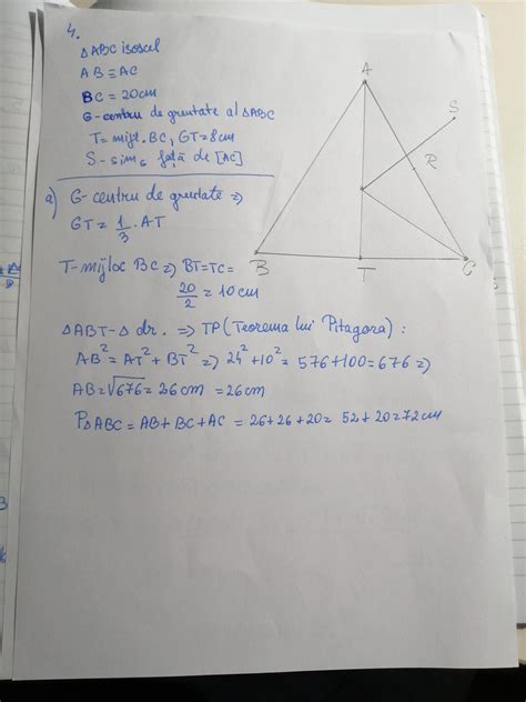 4 In figura alătGrată este reprezentat triunghiul isoscel ABC cu AB