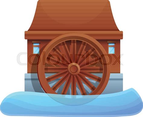 River Water Mill Icon Cartoon Of Stock Vector Colourbox