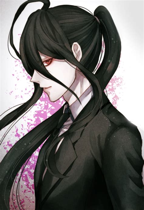 Safebooru 1boy Alternate Hairstyle Androgynous Black Hair Dangan Ronpa Formal Kamukura Izuru