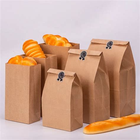 Eco Friendly Custom Printed Food Brown Kraft Paper Bag Picnic Eco Bag