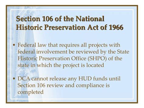 Ppt Section 106 Of The National Historic Preservation Act