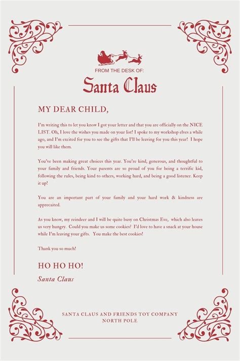 Blank Letter From Santa Template Christmas Letter From Santa Santa