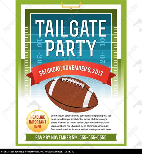 American Football Tailgate Party Flyer Design Stock Image