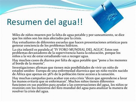 Resumen Sobre El Agua Brainly Lat