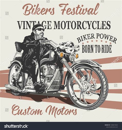 Vintage Motorcycle Poster Biker: vector de stock (libre de regalías ...