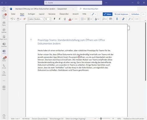 Praxistipp Teams Standardeinstellung zum Öffnen von Office Dokumenten