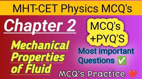 Mechanical Properties Of Fluid MCQ S 12th Chapter 2 Mechanical