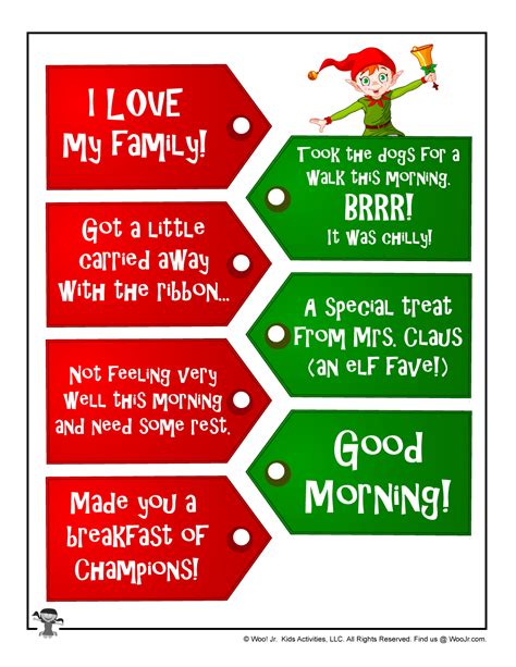 Free Printable Elf On The Shelf Notes There Are 32 Different Cards And