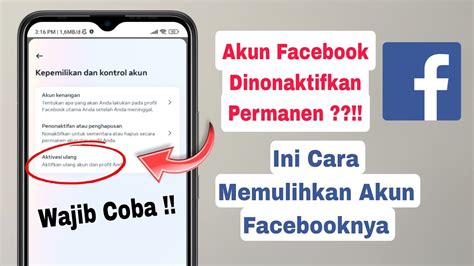 Cara Mengaktifkan Akun Facebook Yang Dinonaktifkan Youtube