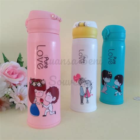 Jual Souvenir Botol Minum 500ml Botol Pure Love Besar Botol Kaca Motif