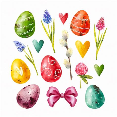 Free Vector Watercolor Easter Element Collection