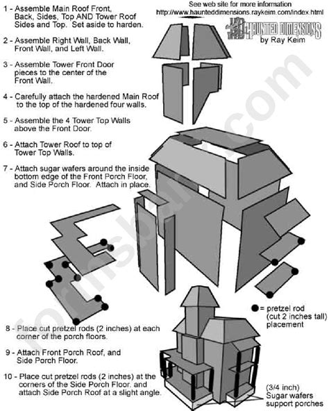 Haunted House Paper Template With Instructions printable pdf download