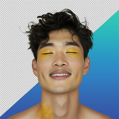 Premium PSD | Korean male model with bold makeup png