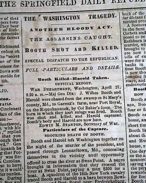 Capture And Death Of John Wilkes Booth Lincolns Funeral