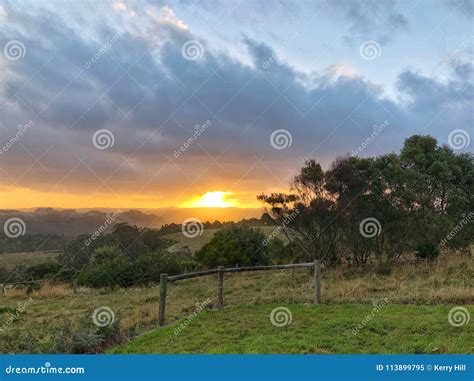 Sunset Over Rolling Hills in Country Stock Image - Image of view, beautiful: 113899795