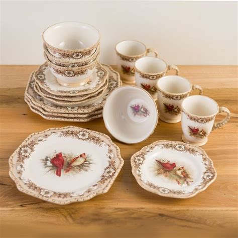 Woodland 16 Piece Stoneware Cardinal Dinnerware Setwoodland 16 Piece