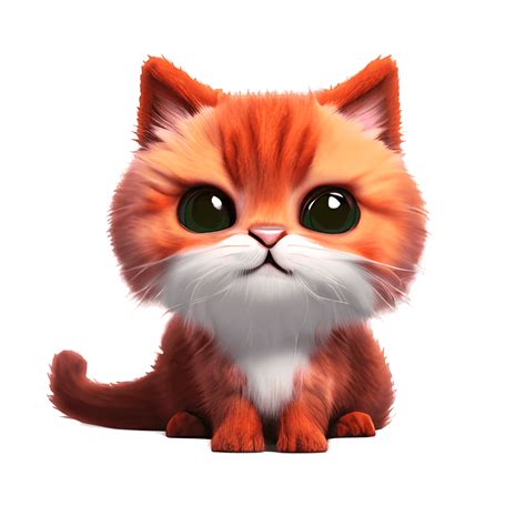 Cute Red Cat Fluffy Clip Art Kawai Chibi Hyper Realistic · Creative Fabrica