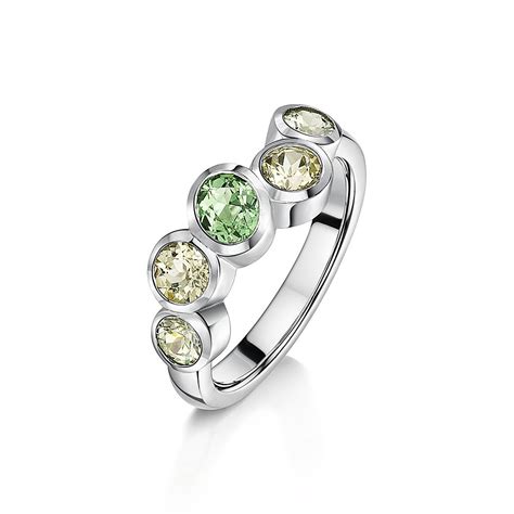 18ct White Gold Green Garnet Ring - Kathryn King | Designer Jewellery