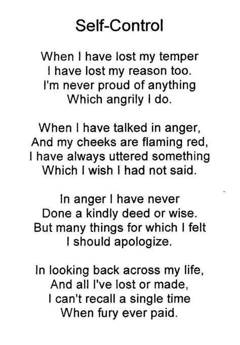 Self Control Poem Anger Quotes Poems About Anger Awareness Quotes